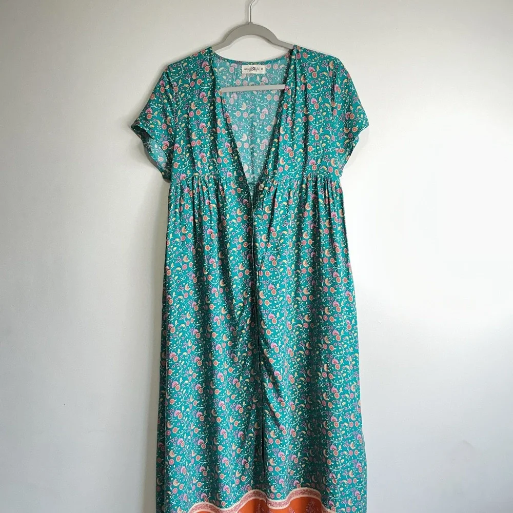 Natural Life Avery Midi Shirt Dress sz M BOHO Babydolll Pockets Cottagecore - Picture 2 of 10